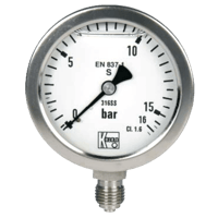 Kobold Stainless Bourdon Tube Pressure Gauge, MAN-R-S
